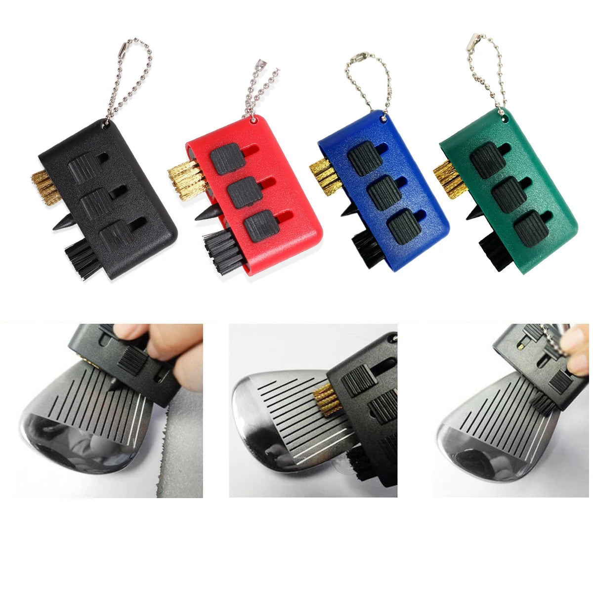 3 in 1 Golf Club Cleaning Brush Training Accessories Pocket Portable Multifunctional Golf Club Wedge Ball Groove Putter Cleaning