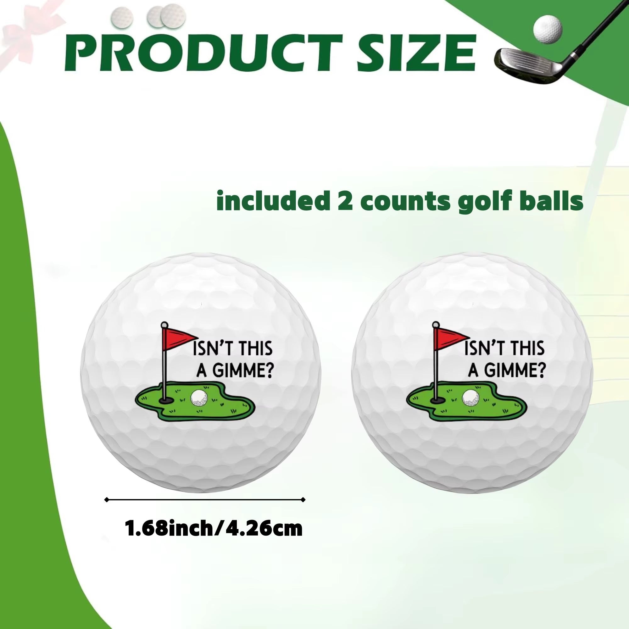 2 Count Funny Golf Balls, Fun Golf Gifts for All Golfers, Novelty Golf Balls for Dad Cool Golf Accessories for Men Gift